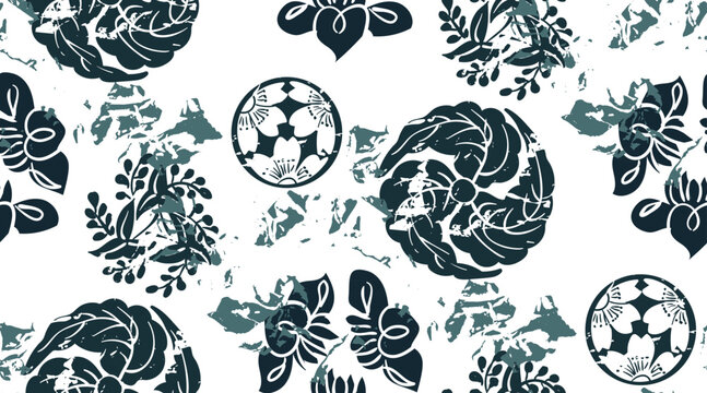 abstract textured camon coat of arms 
 japanese chinese vector design seamless pattern