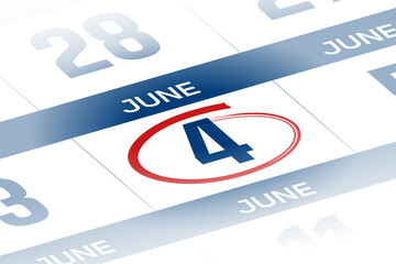 4 June 2025 year calendar day illustration