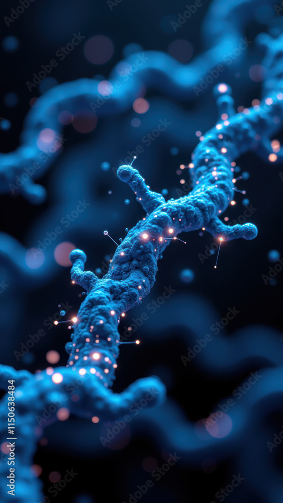 Poster neurons with synapses glowing blue, illustrating the effects of semaglutide on brain function.