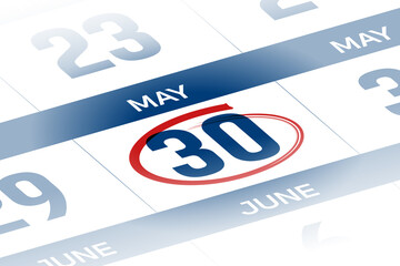 30 May 2025 year calendar day illustration