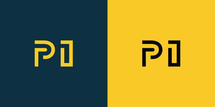 PI abstract  minimalist letters Logo Monogram. It is a minimalist logo, this logo is made by combining two letters