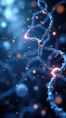 Intricate visual of semaglutide molecule with glowing spheres signifying its structure, suitable for medical or scientific contexts.