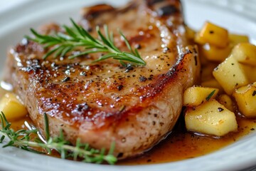 Roasted Pork Chop with Apple Side Dish