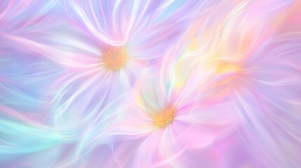 Serene Floral Motion Blur: Impressionistic Field of Daisies in Soft Swirling Colors Captured with Ultra-Detailed Clarity under Gentle Sunlight