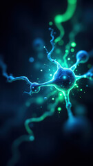 Obraz premium Neurons with a glowing nucleus, possibly representing brain activity or neurotransmitters, such as Semaglutide.