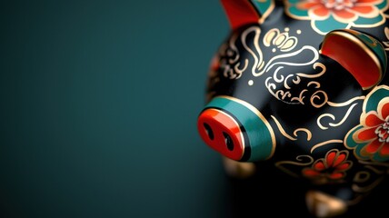 Artistic piggy bank home decorative object indoor close-up wealth symbolism