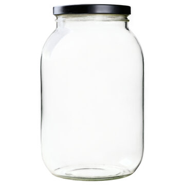 empty glass jar isolated on transparent background