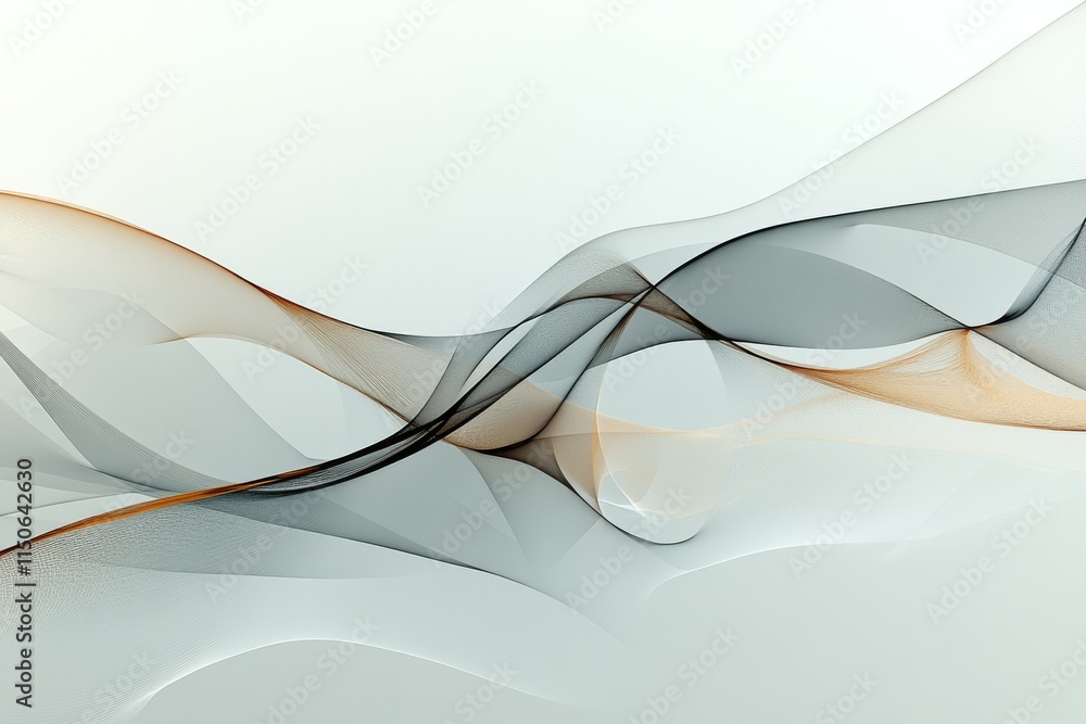 Poster abstract display of flowing lines in black and orange colors on a light background