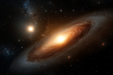 Obraz premium Cosmic beauty of a spiral galaxy showcasing swirling stars and glowing core in deep space
