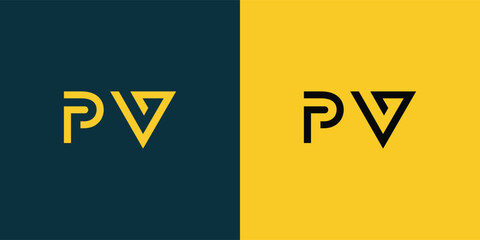 PV abstract  minimalist letters Logo Monogram. It is a minimalist logo, this logo is made by combining two letters