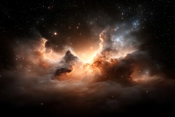 Fototapeta premium Colorful cosmic cloud formation illuminates the depths of space with vibrant colors and stars in a stunning celestial display