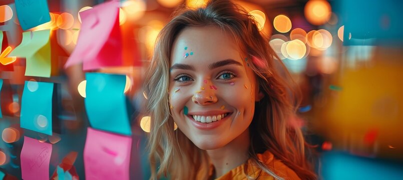 Collaborative coworkers engaged in brainstorming session in a vibrant modern office space