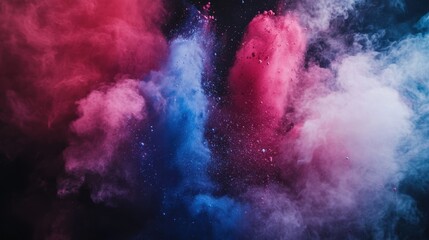 Fototapeta premium Dolyatra Dynamic burst of colorful powder in abstract smoke clouds