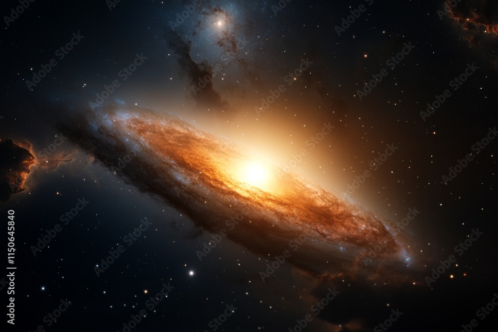 Poster beautiful spiral galaxy displaying vibrant colors and intricate structures in the vastness of space