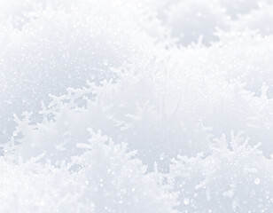 Close-up of fine snow detail, providing a pure white background, perfect for design projects, textures or seasonal illustrations. Ideal for creative use in winter and nature themes.