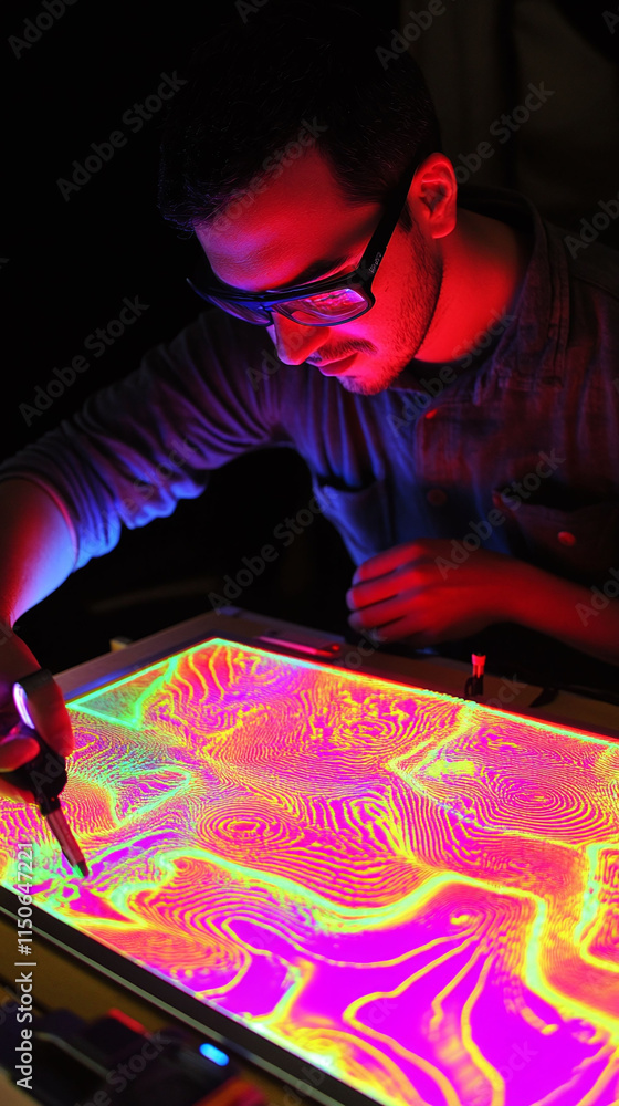 Poster scientist using thermal imaging to study heat patterns in ocean currents