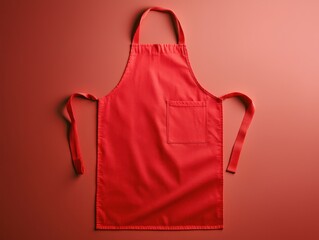 Bold red apron mockup beautifully displayed against a contrasting background