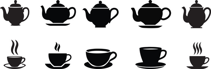 Tea & coffee cup icon bundle set. cup a coffee icon vector illustration.