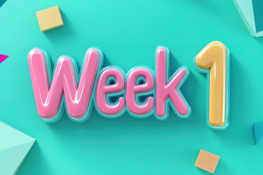 Colorful 3D text design featuring playful shapes and vibrant