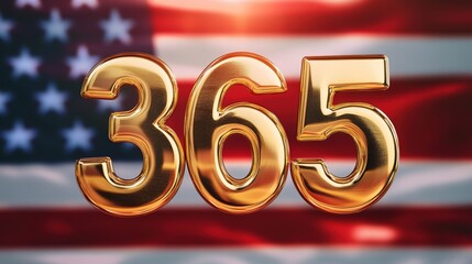 Golden number 365 shines against backdrop of waving American