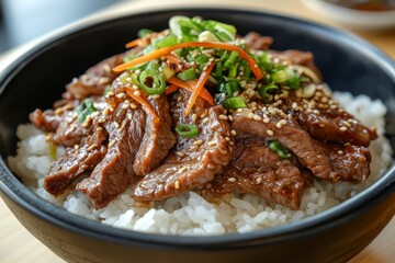 Fototapeta premium Beef Rice Bowl - A Flavorful Asian Dish