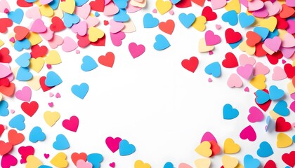 Heart-Shaped Confetti on White Background