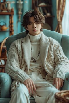 An 18-year-old guy from China, looking elegant and stylish, in a fascinating photo