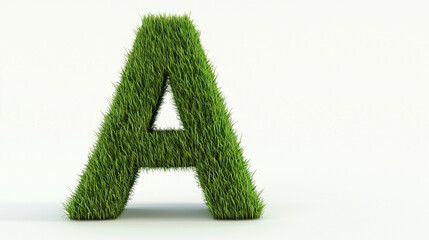 Grass font 3D rendering of the letter A