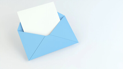 Blank white card with a blue paper envelope template