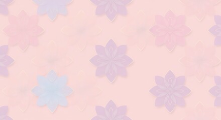 Pastel floral geometric pattern. Decorative 3d flowers on a soft pink background.  Floral design on paper.