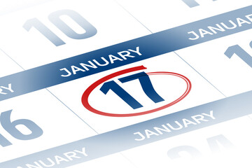 Fototapeta premium 17 January 2025 year calendar day illustration