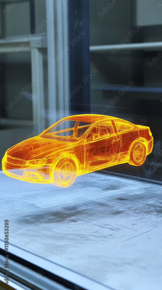 Poster thermal imaging showing heat transfer patterns on a prototype vehicle during wind tunnel tests
