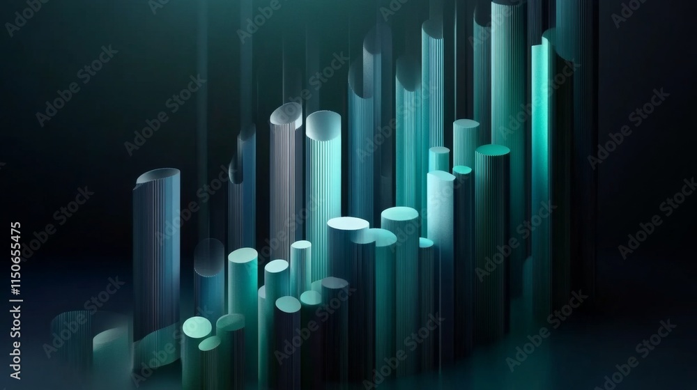 Aufkleber abstract cylinder shapes with light reflection in dark background