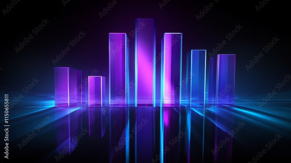 Poster Abstract Digital Visualization with Colorful Light Effects and Bars
