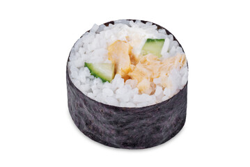 Sushi set with chicken filling on a white isolated background