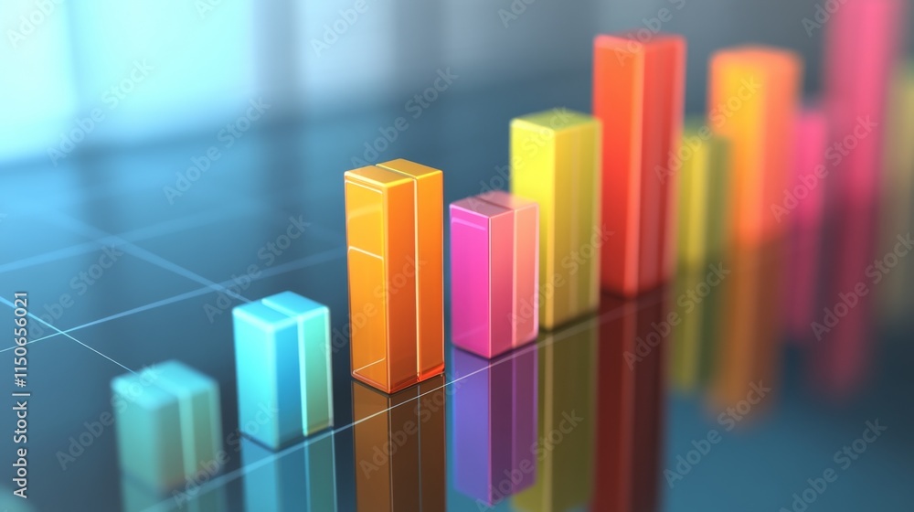 Poster colorful bar graph representation of data trends and analytics