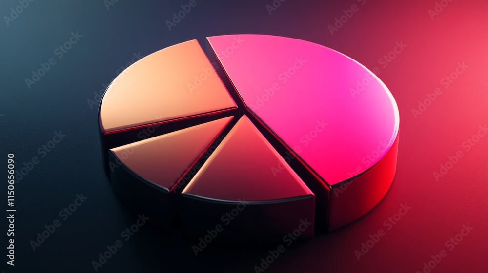 Aufkleber vibrant 3d pie chart representation in modern gradient colors