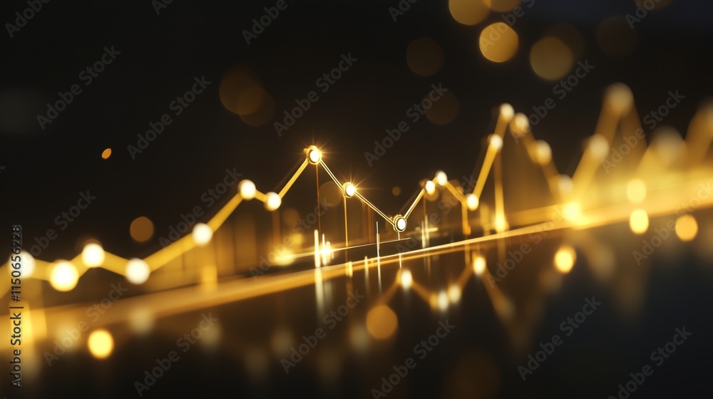 Aufkleber abstract financial data analysis with glowing chart lines and lights