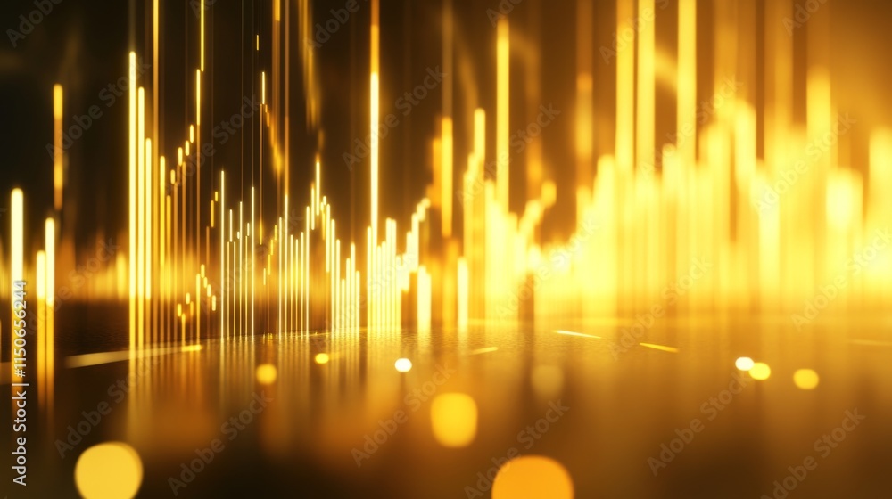 Fototapete abstract golden light waves and lines in a dynamic background scene