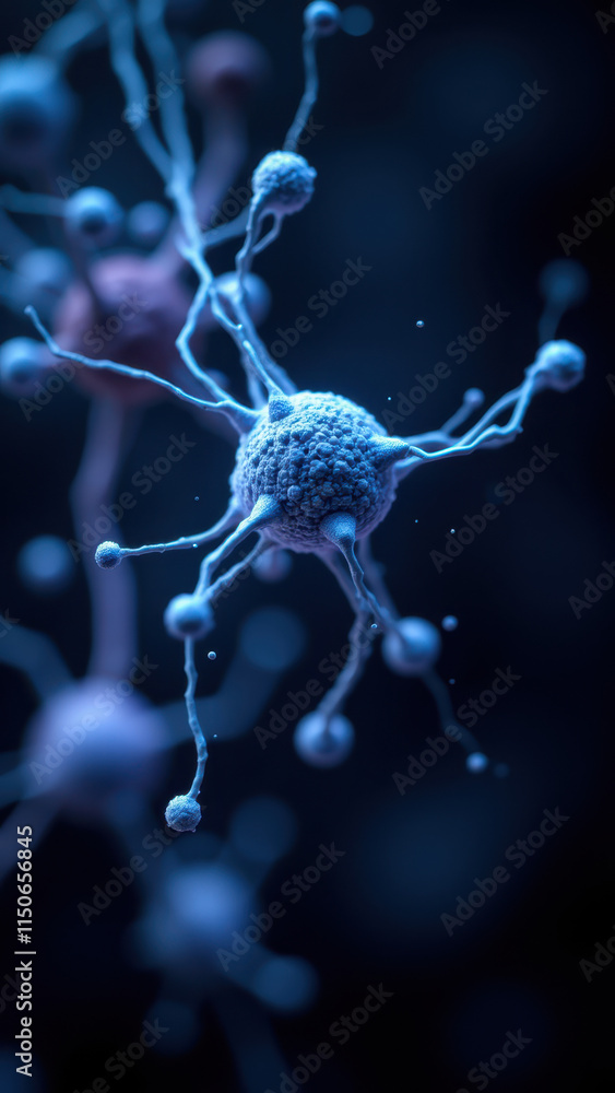 Poster semaglutide molecule - neuronal connection with dendrites in a neural network
