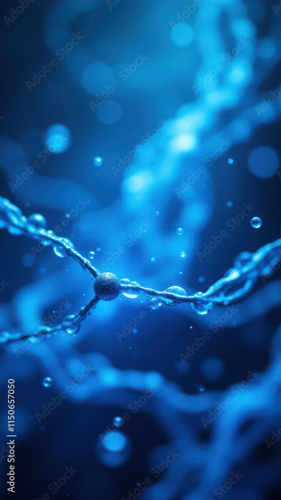 Aufkleber a detailed microscopic view of a neuron cell with water droplets, emphasizing its structure and impo