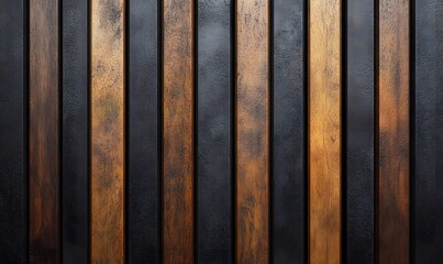 Obraz premium Wooden battens with alternating matte and glossy natural finishes