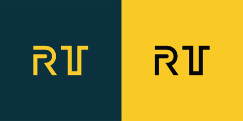 RT abstract  minimalist letters Logo Monogram. It is a minimalist logo, this logo is made by combining two letters