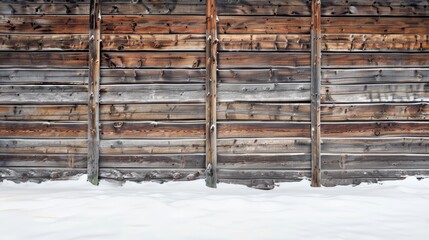 Rustic Wooden Fence in Winter Wonderland