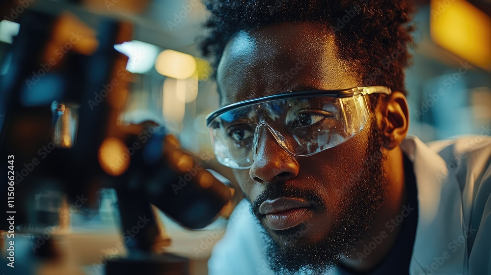Aufkleber a focused scientist examines samples under a microscope in a laboratory setting.