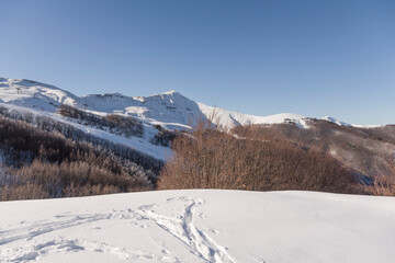 Paessaggi dell'Appennino bolognese innevato a dicembre