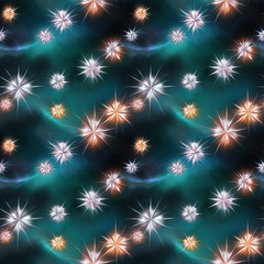 Fototapeta premium Seamless cosmic star pattern in vibrant colors for dreamy design applications