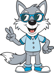 Wolf peace sign vector art illustration file 