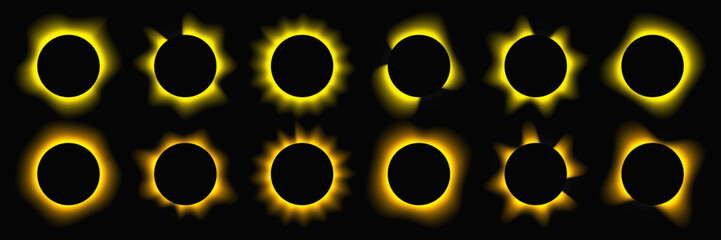 Set of yellow circle illuminate light frames