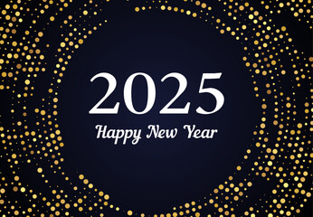 2025 Happy New Year of gold glitter pattern